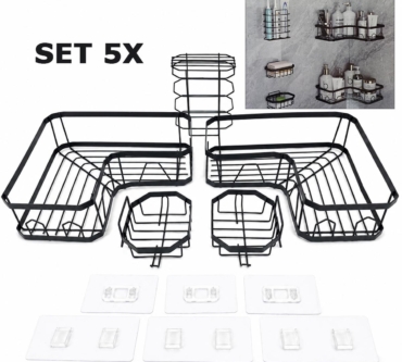 Set 5x metalnih polica za kupaonu Front 1