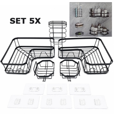 Set 5x metalnih polica za kupaonu Front 1